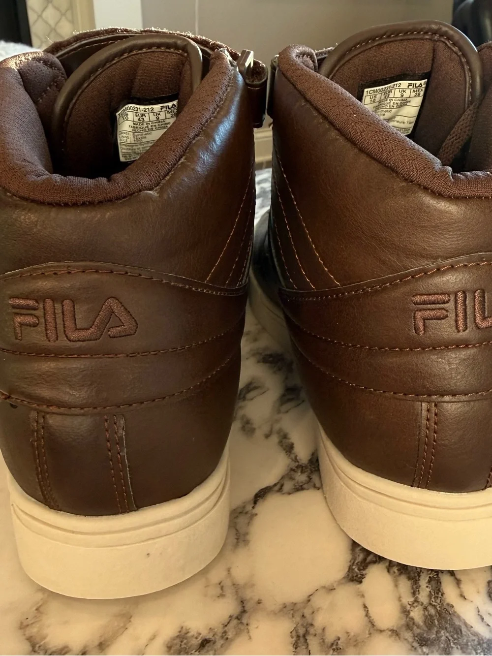 FILA Vulc 13 Men's High-Top Sneakers Brown White Size 10 Excellent Condition